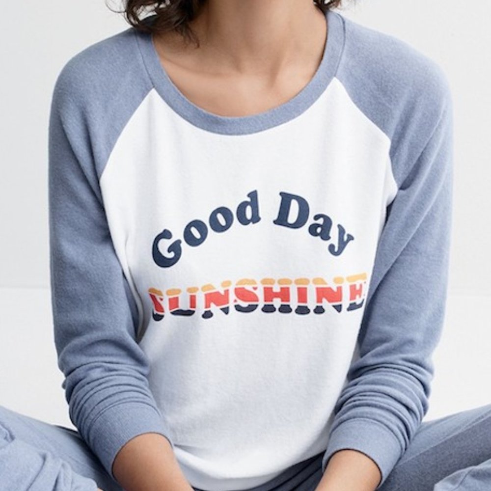 Make+Model Jumper Pullover Blue White “Good Day S… - image 2